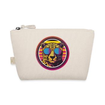 Leopard with retro style sunglasses - Organic Pouch - nature - Front
