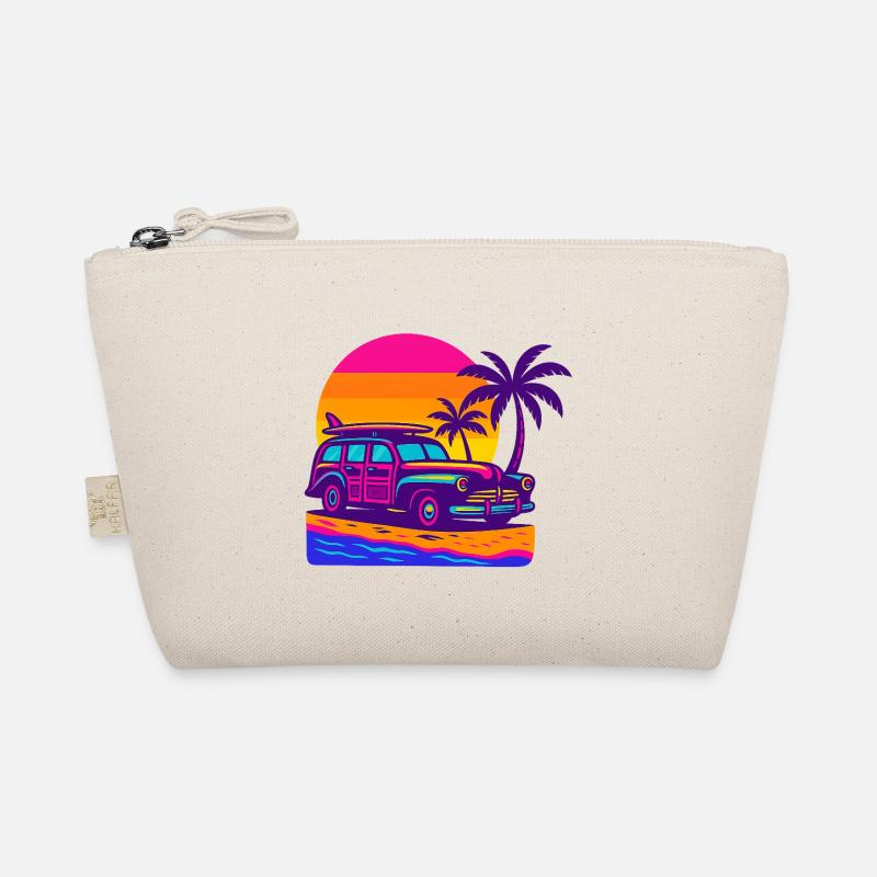 Escapade rétro néon sur la plage avec planche de surf Surf Woody Trousse biologique