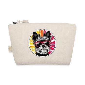Hund mit Sonnenbrille Neon Design - Bio-Täschchen - Natur - Vorne