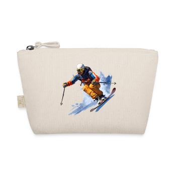 Skiing adventurer on snow - Organic Pouch - nature - Front
