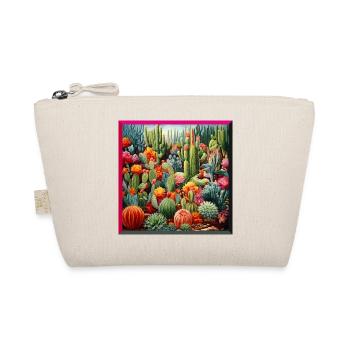 Vibrant Cactus and Succulent Garden Embroidery - Organic Pouch - nature - Front