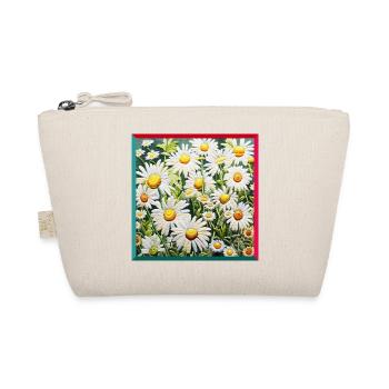 Embroidered Chamomile Floral Pattern Embroidery Garden - Organic Pouch - nature - Front
