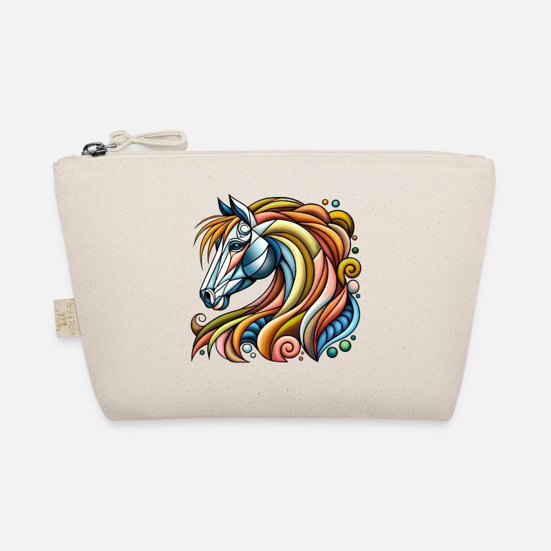 Bright geometric horse head Organic Pouch