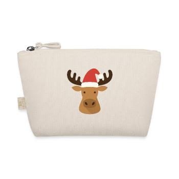 Funny moose with Christmas hat - Organic Pouch - nature - Front