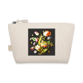 Floral Artwork with Living Flowers Embroidery - Organic Pouch - nature - Front