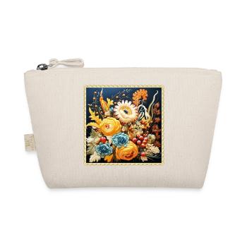 Filigree floral embroidery with warm tones tapestry - Organic Pouch - nature - Front