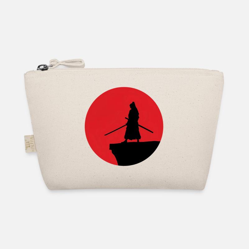 Samurai Silhouette vor rotem Mond Bio-Täschchen