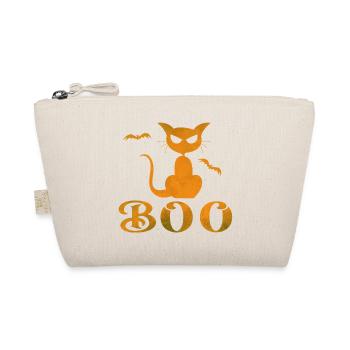 Halloween Boo Cat Design - Organic Pouch - nature - Front