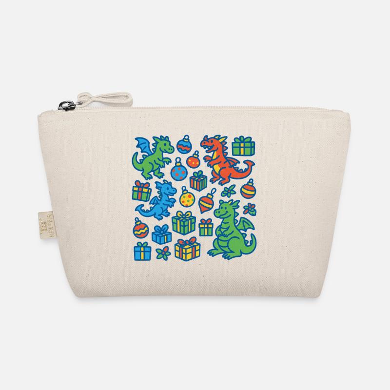 Festive Cartoon Dragon and Gift Pattern Organic Pouch