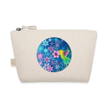 Kolibri und Blüten mit heiliger Geometrie - Bio-Täschchen - Natur - Vorne