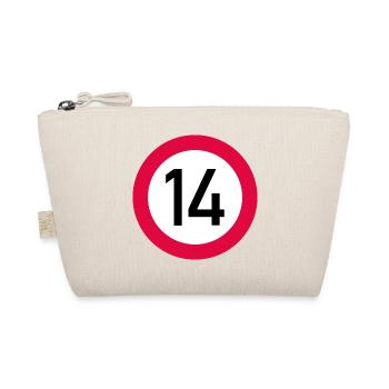 14. Geburtstag Achtung! Verkehrsschild 14 Km/h - Bio-Täschchen - Natur - Vorne