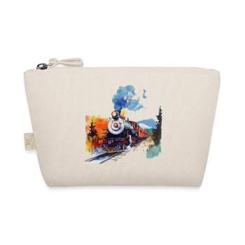 Watercolor steam locomotive in the mountains - Organic Pouch - nature - Front