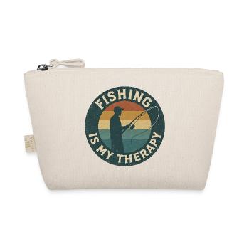 Fishing is My Therapy Retro Angler Motif - Organic Pouch - nature - Front