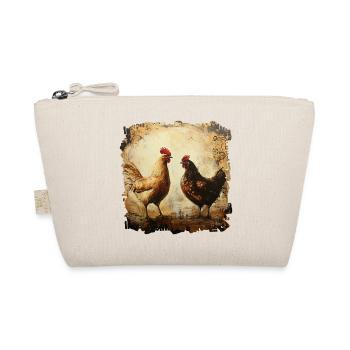 Rustic Rooster and Chicken Duo, Oil Painting - Organic Pouch - nature - Front