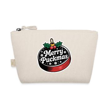 Merry Puckmas Christmas Holiday Hockey - Organic Pouch - nature - Front