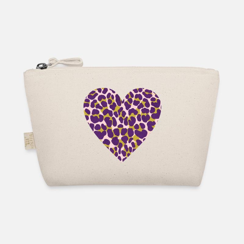 Purple Leopard Heart Pattern Organic Pouch