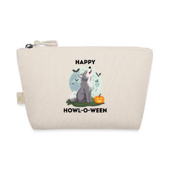 Happy Howl-o-ween – Wolf Halloween Wortspiel - Bio-Täschchen - Natur - Vorne