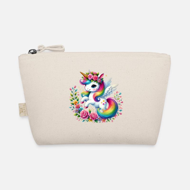 Regenbogen Fleur Einhorn Bio-Täschchen