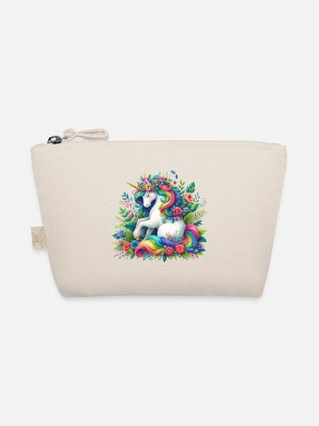 Rainbow Mane Unicorn Bloom - Organic Pouch - nature - Front