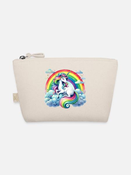 Rainbow Unicorn on Clouds - Organic Pouch - nature - Front