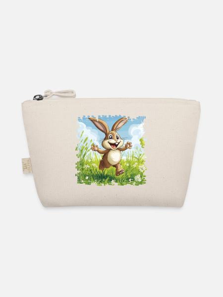 Cheerful bunny in spring meadow - Organic Pouch - nature - Front