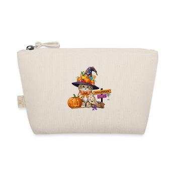 Niedliche Hexenkatze mit Kürbis – Halloween Party - Bio-Täschchen - Natur - Vorne
