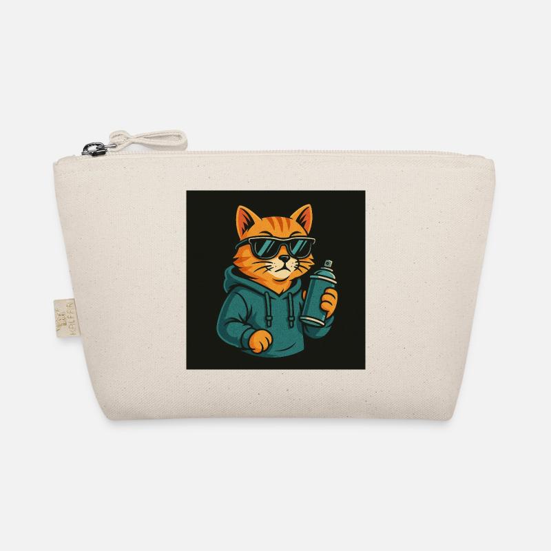Graffiti Katze Hoodie Sprühdose - Bio-Täschchen - Natur