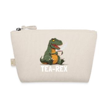 Funny T-Rex Dino Drinking Tea - Organic Pouch - nature - Front