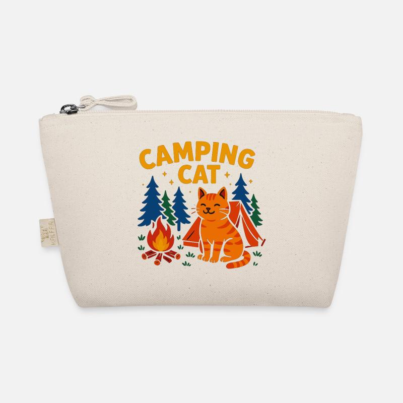 Camping cat at the campfire Organic Pouch
