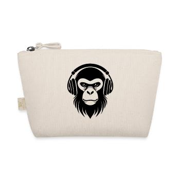 Gaming Affenkopf Crew Kopfhörer Fokussiert Shirt - Bio-Täschchen - Natur - Vorne