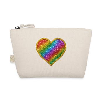 Rainbow heart with gold rim - Organic Pouch - nature - Front