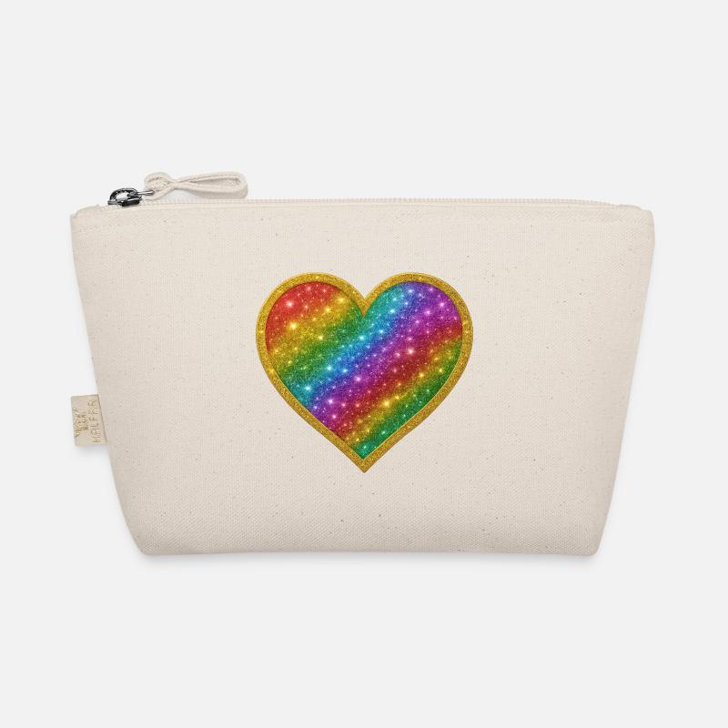 Rainbow heart with gold rim Organic Pouch