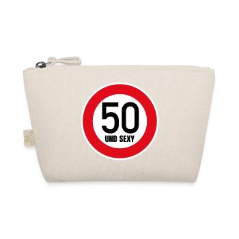 50. Geburtstag Sexy Schild Tempo 50 und Sexy 50 - Bio-Täschchen - Natur - Vorne