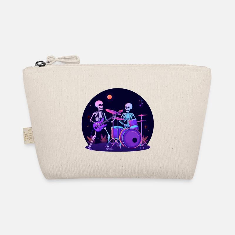 Neon Skelett Band Jam – Halloween Rock - Bio-Täschchen - Natur