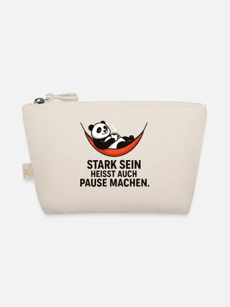 Panda Break Power Saying - Organic Pouch - nature - Front