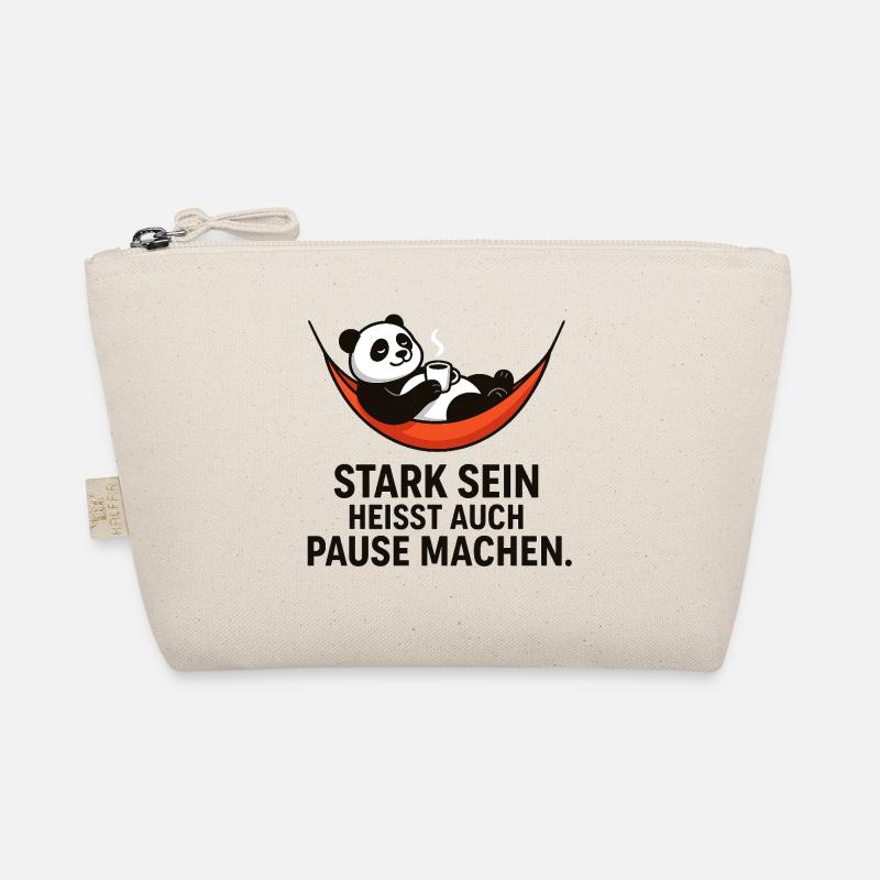 Panda Pause Kraft Spruch - Bio-Täschchen - Natur