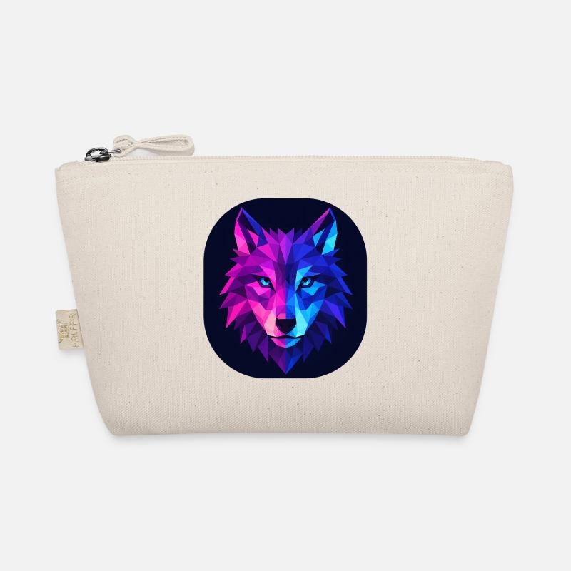 Lupus Wolf Neon Geomuster - Bio-Täschchen - Natur