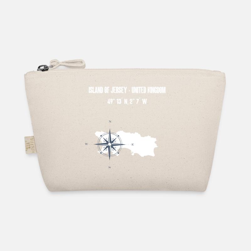 Jersey Island Map Coordinates Compass - Organic Pouch - nature