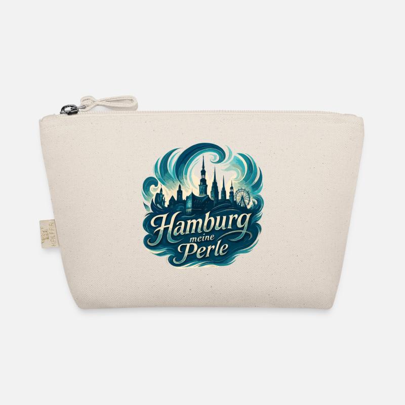 Hamburg Perle Stadt Silhouette Geschenk - Bio-Täschchen - Natur