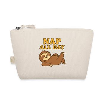 Faultier Nap All Day Lustiges Chill Design - Bio-Täschchen - Natur - Vorne