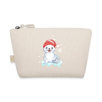 Winter Seal Pup in Santa Hat - Organic Pouch - nature - Front