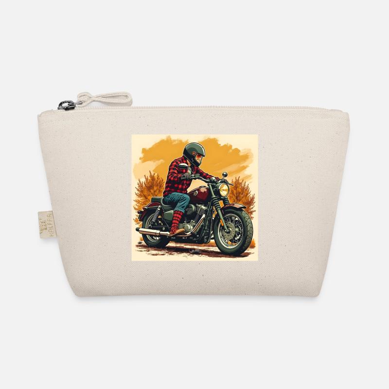 Plaid Socks + Biker Illustration Organic Pouch