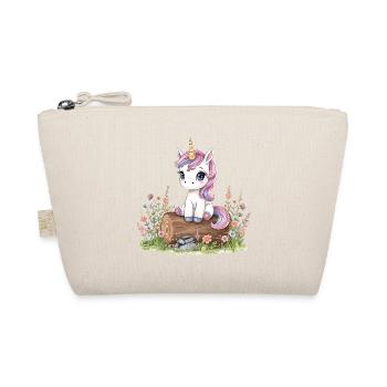 Watercolor unicorn on tree trunk with flowers - Organic Pouch - nature - Front