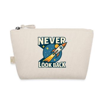 Never Look Back Rocket Motif Retro Space - Organic Pouch - nature - Front