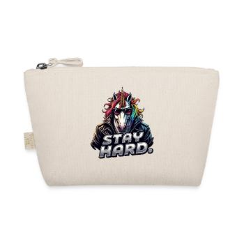 Einhorn im Lederjacke Stay Hard - Bio-Täschchen - Natur - Vorne