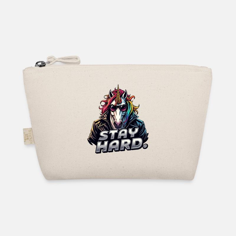 Einhorn im Lederjacke Stay Hard Bio-Täschchen