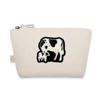 Cow and Calf – Black and White with Heart - Organic Pouch - nature - Front