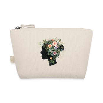 Woman head silhouette with floral wreath - Organic Pouch - nature - Front