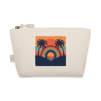 Retro Sonnenuntergang mit Regenbogen & Palmen - Bio-Täschchen - Natur - Vorne