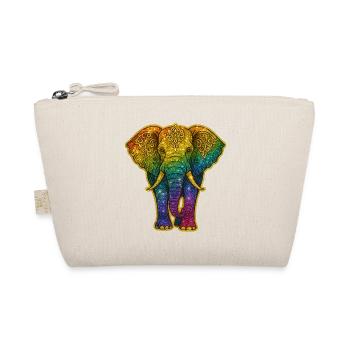 Éléphant arc-en-ciel paillettes dorées - Trousse biologique - nature - Devant